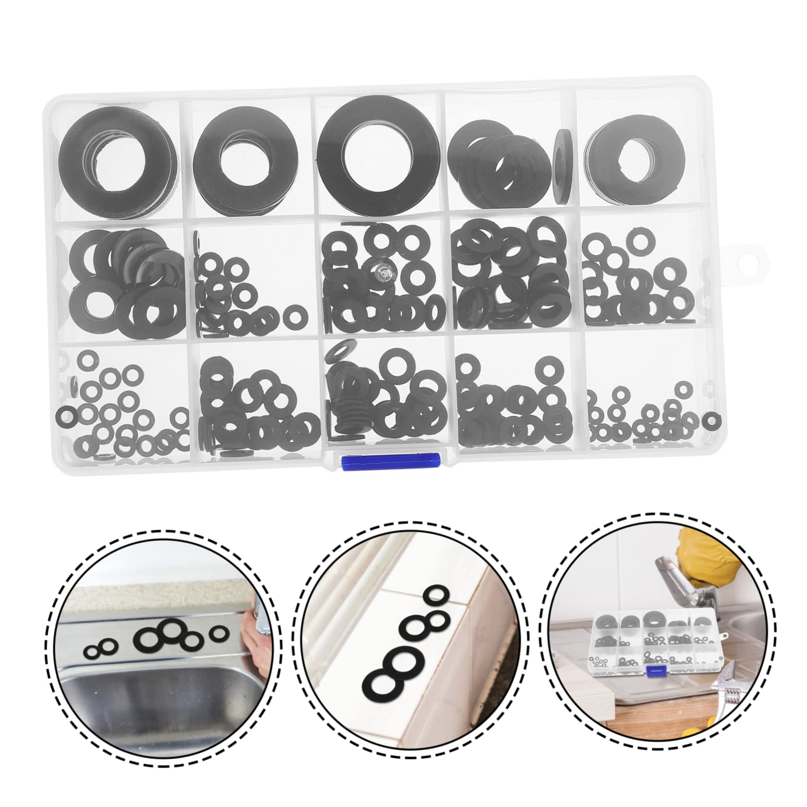 DOITOOL 215piezas Arandelas Planas Para Tornillos Arandelas De Anillo De Montaje Para Lavabo Accesorio De Sellado Para Baño Planas Para Fregadero y Lavabo