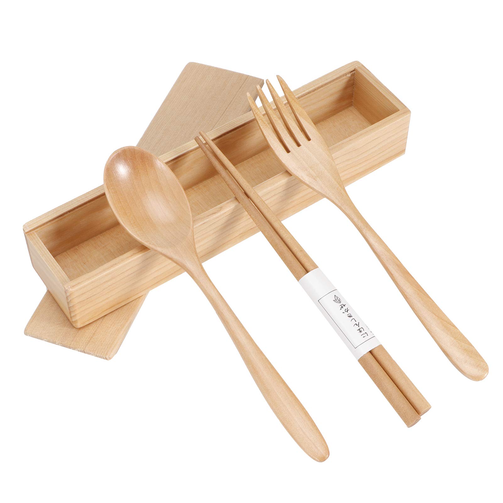 Scatola da tavola portatile Bacchette di legno Forchetta Cucchiaio Set di posate per uso domestico in viaggio