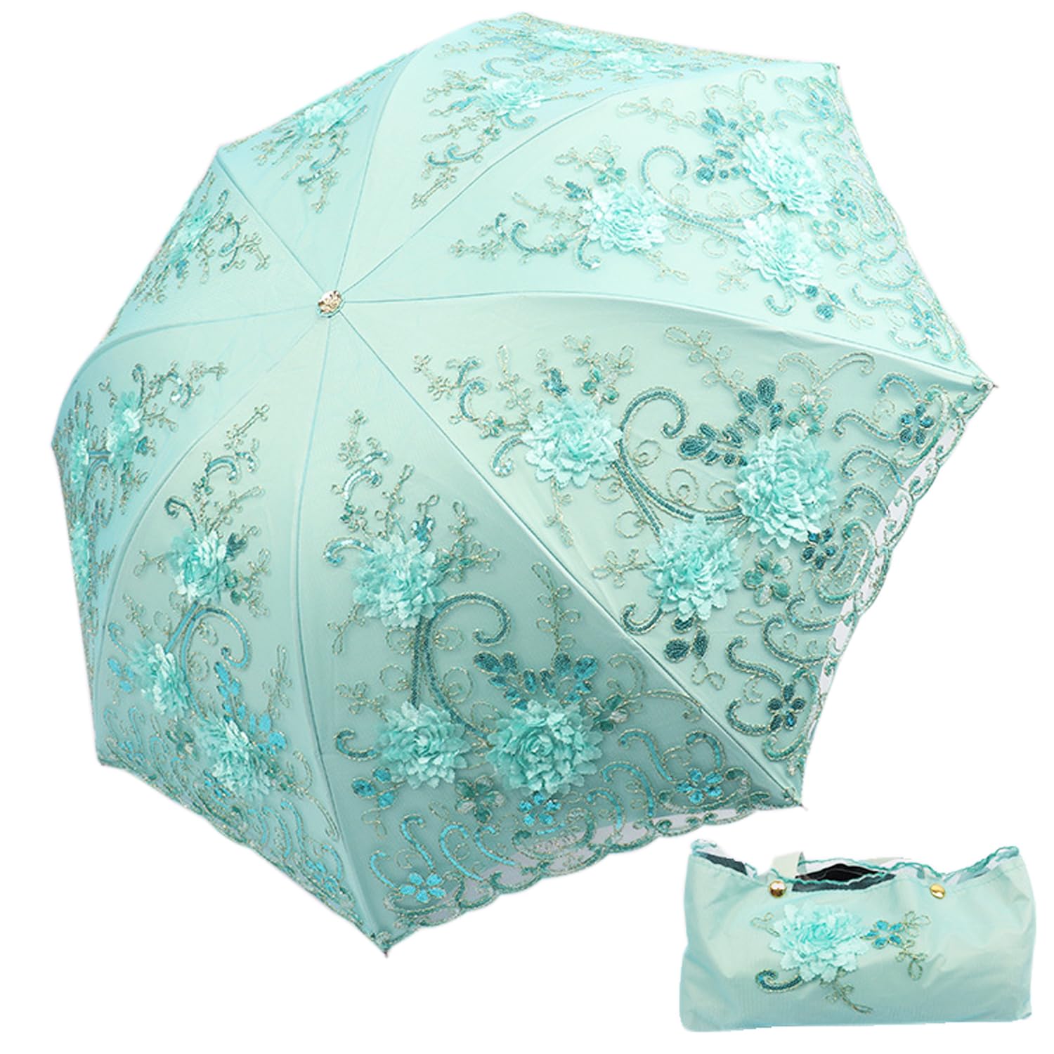 ShaqMars lace parasol umbrella Folding Anti-uv Sunshade Vintage Embroidered Sun Protection