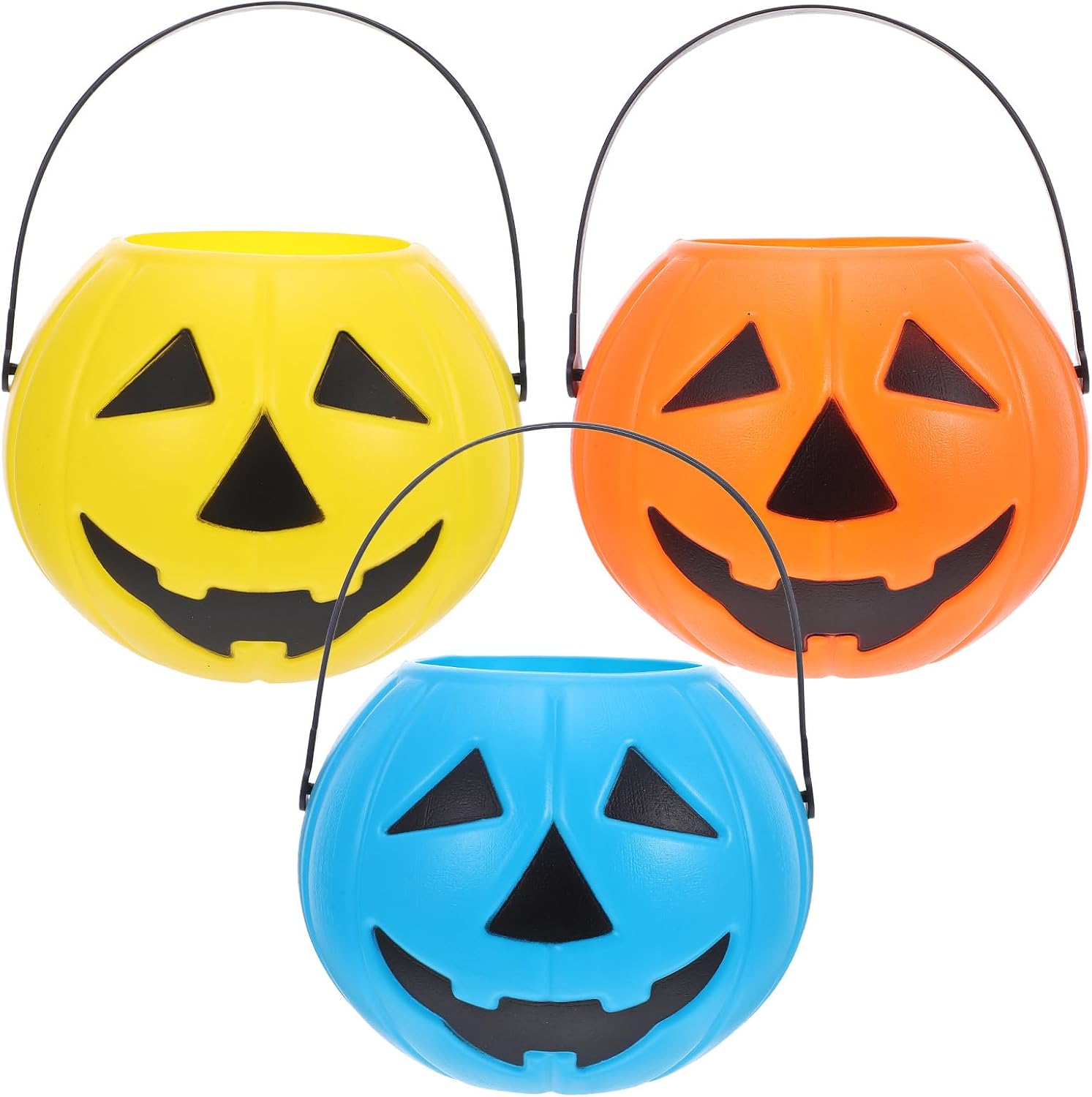 Balacoo 3pcs Halloween Pumpkin Buckets, Ghost Candy Bucket with Handles Plastic Pumpkin Pail for Trick Or Treat, Halloween Party Favor
