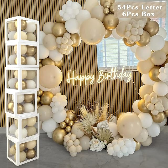 60Pcs Baby Shower Decorations Boxes for Boys Girls,White Transparent Balloon Boxes with 54 Letters(BABY+A-Z),Baby Blocks for Baby Shower,Birthday Party Balloons Backdrop,Gender Reveal,DIY Custom Name