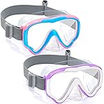 Vvinca Swim-Goggles with Nose Cover, 2 Packs Elastic Fabric Strap Snorkel Swim Mask Anti Fog UV No Pull Hair for Kids 3-14
