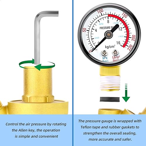 Miniatura 5 de MEANLIN MEASURE Válvula reguladora de presión de agua de latón de 1 pulgada, válvula reguladora de presión, válvula reductora de presión, DN25, con