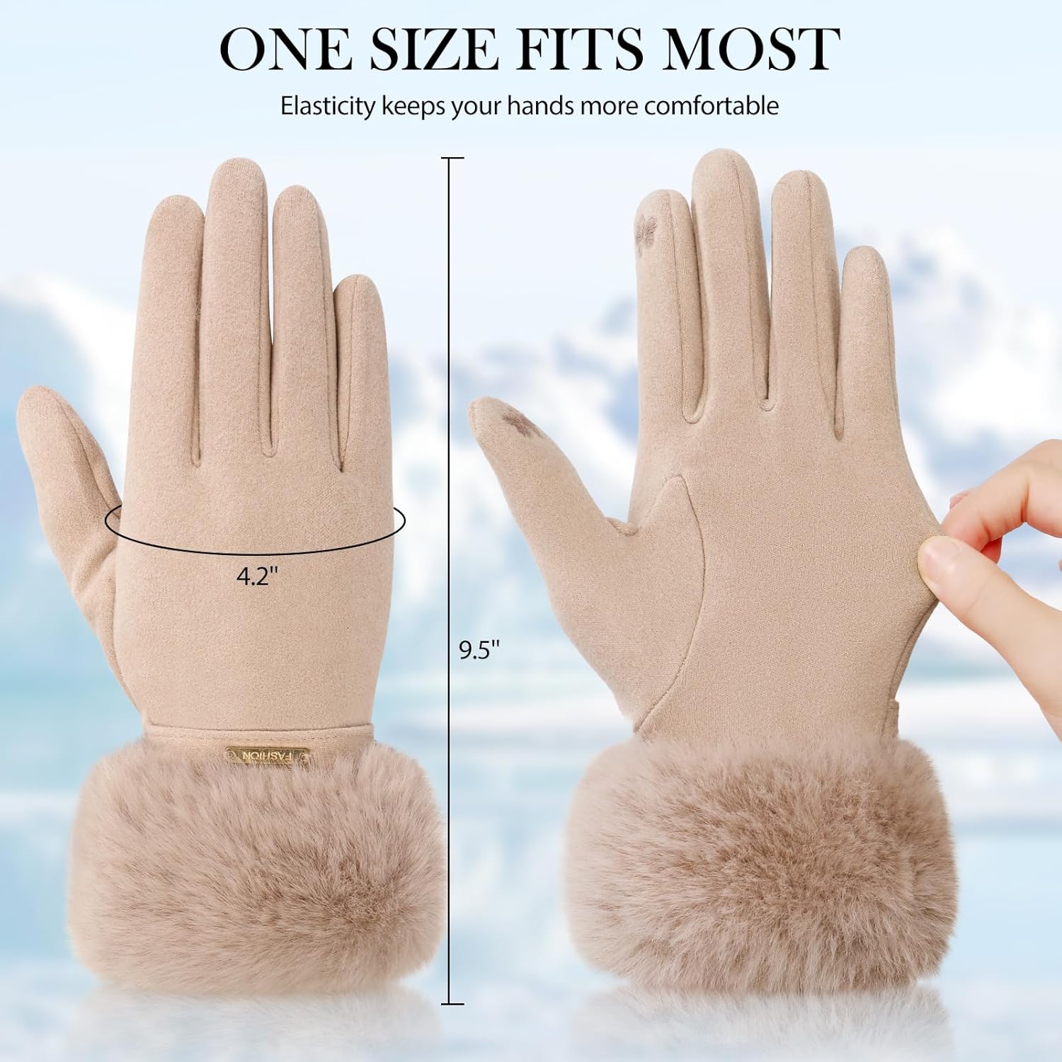 Beign Gloves For Women - Elastic Faux Fur Cuffs Winter Gloves Women Touch Screen - Image 2