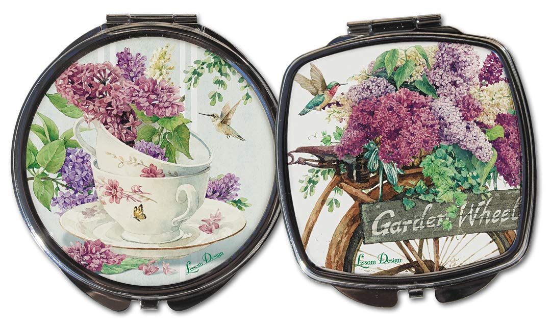 Lissom Design W61068 2 Piece Scent of Lilacs Compact Mirror Set