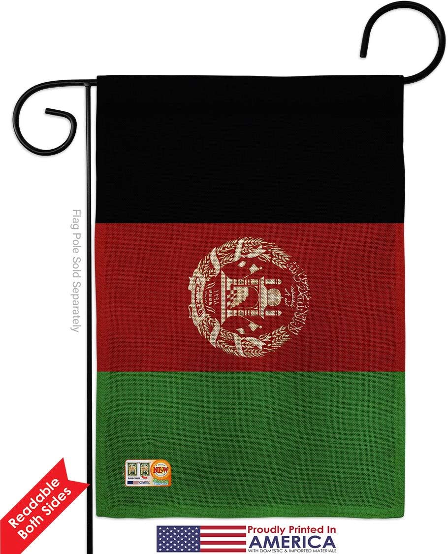 Afghanistan Burlap Garden Flag Set Wall Holder Regional Nationality Nation International World Country Particular Area Small Decorative Gift Yard House Banner Double-Sided Made In USA 13 X 18.5