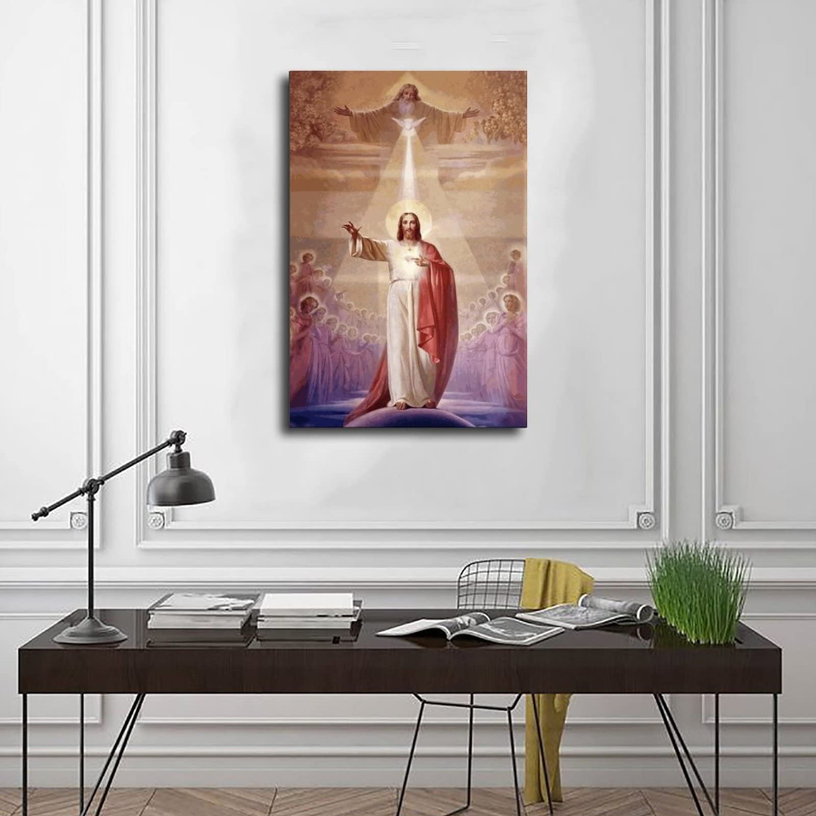 Quadro Moderno Gesù Bambino 40x60cm Incorniciato - Dipinto Cristiano, Decorazione Per Camera, Soggiorno, Ufficio, Regalo Religioso