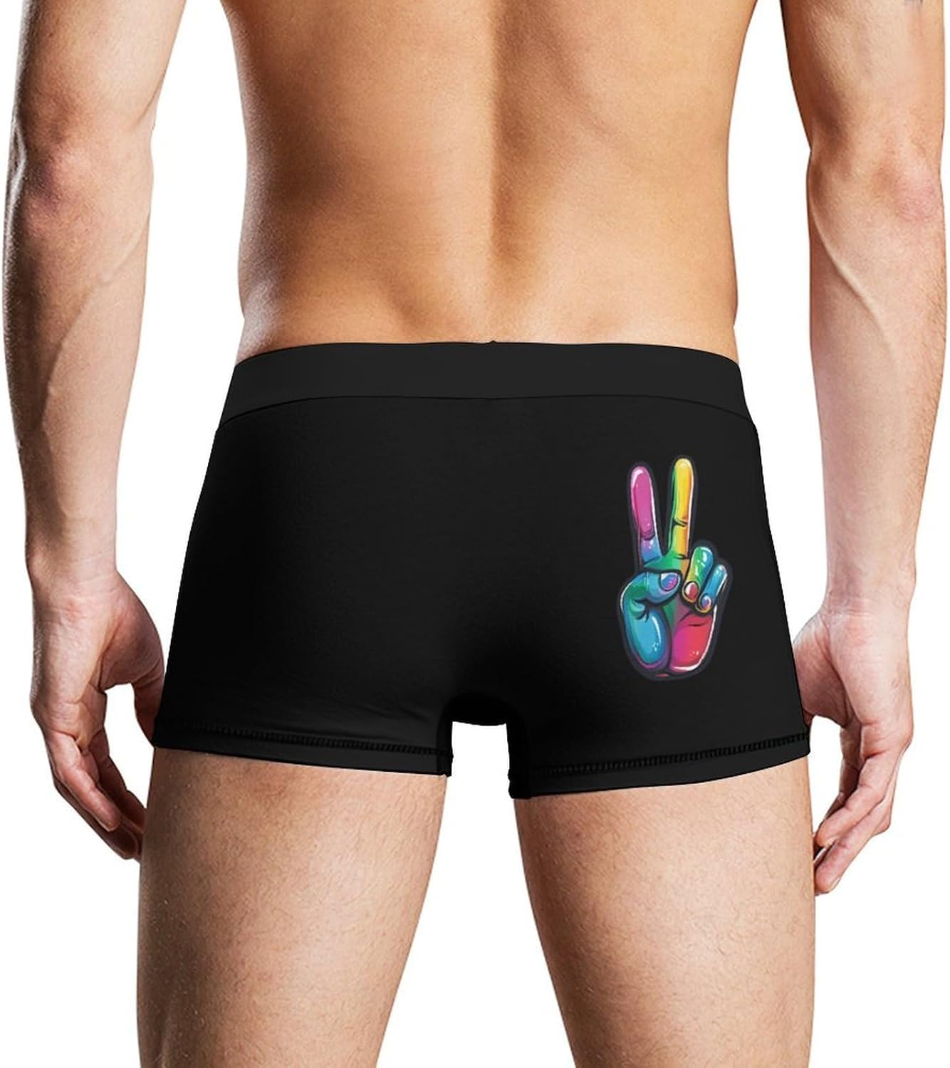 LGBT Colorful Peace Sign Hand Mens Underwear Moisture-Wicking Boxer Briefs Breathable Shorts Underpants Trunks