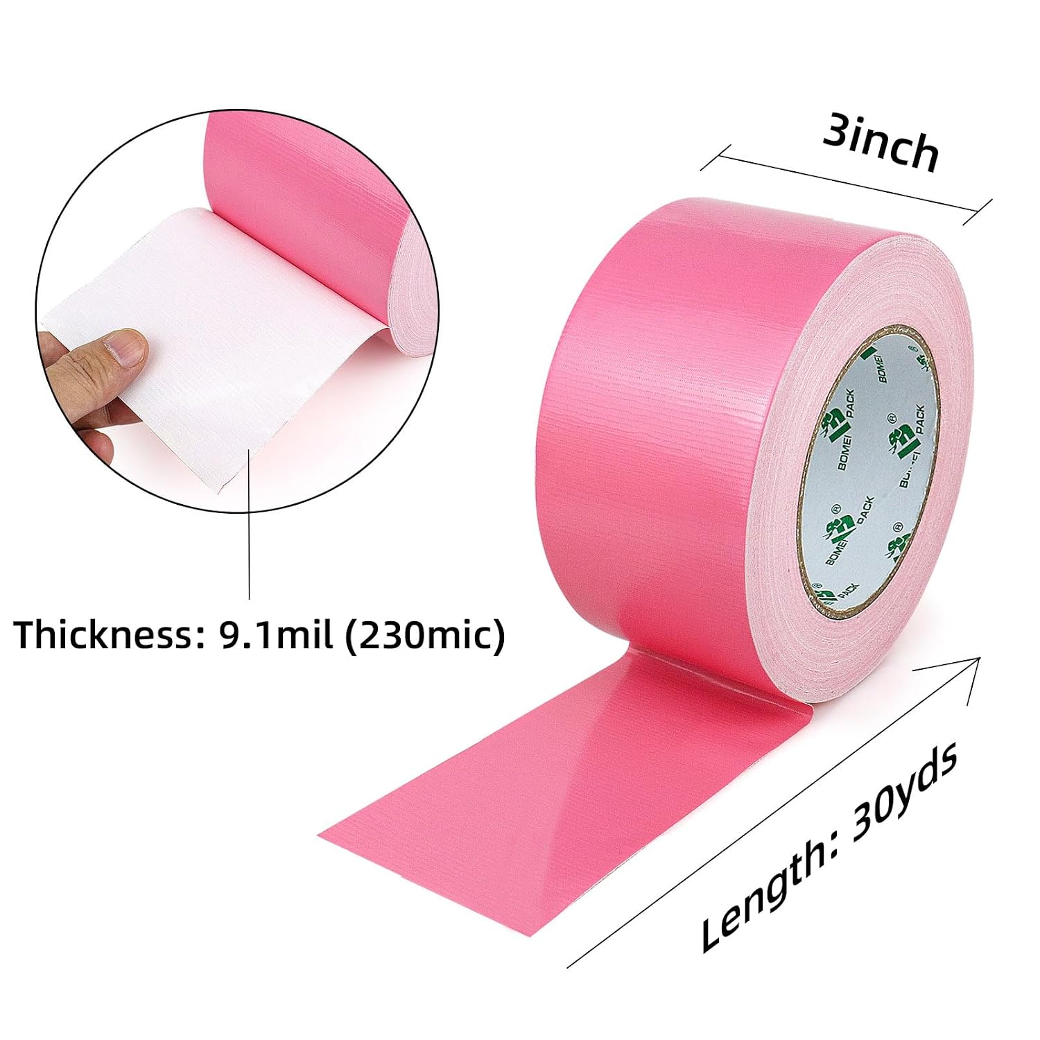 BOMEI PACK Duct Tape Heavy Duty Waterproof Pink, 30 Yards x 3 Inch image 2