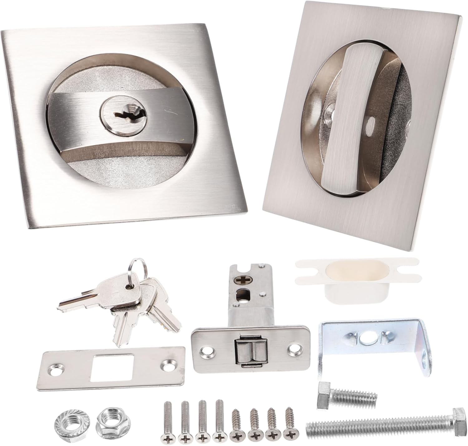 Gadpiparty 4sets Pocket Door Lock with Key Modern Invisible Door Hardware Easy to Install Design for Privacy and Offices