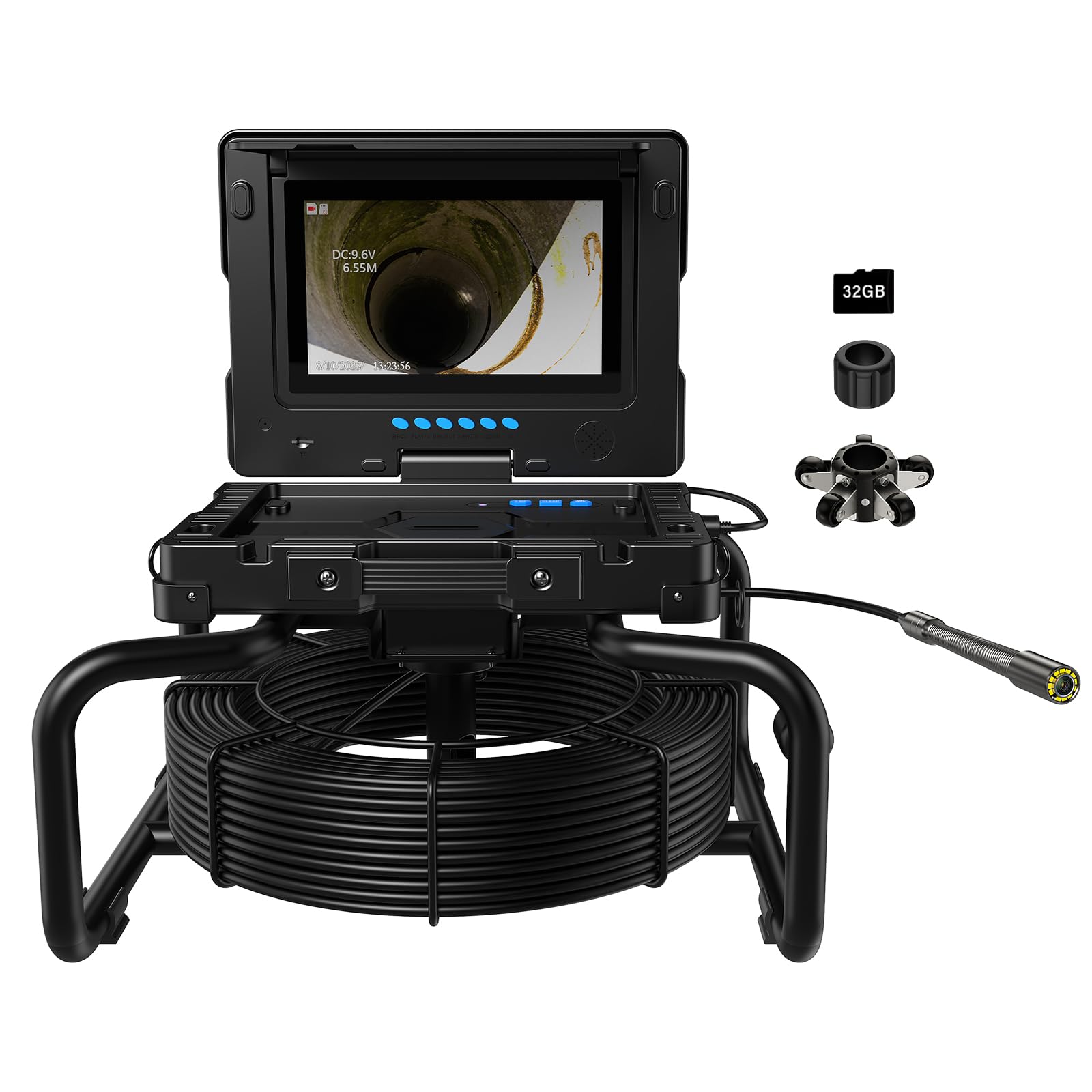 Drain Camera Ispezione tubi con luce/autolivellante/scattare foto/Registrazione audio/Video/Zoom immagine/32GB Kard/Cavo (50M)