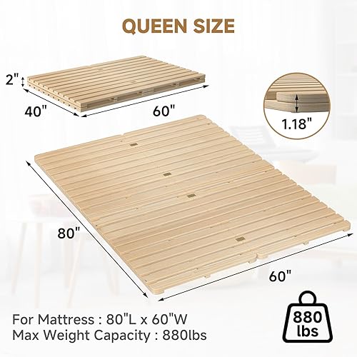 Miniatura 2 de LILYPELLE Tapete de tatami japonés, marco de cama de tatami de madera, plegable a prueba de humedad, marco de cama para colchón de futón, colchón de