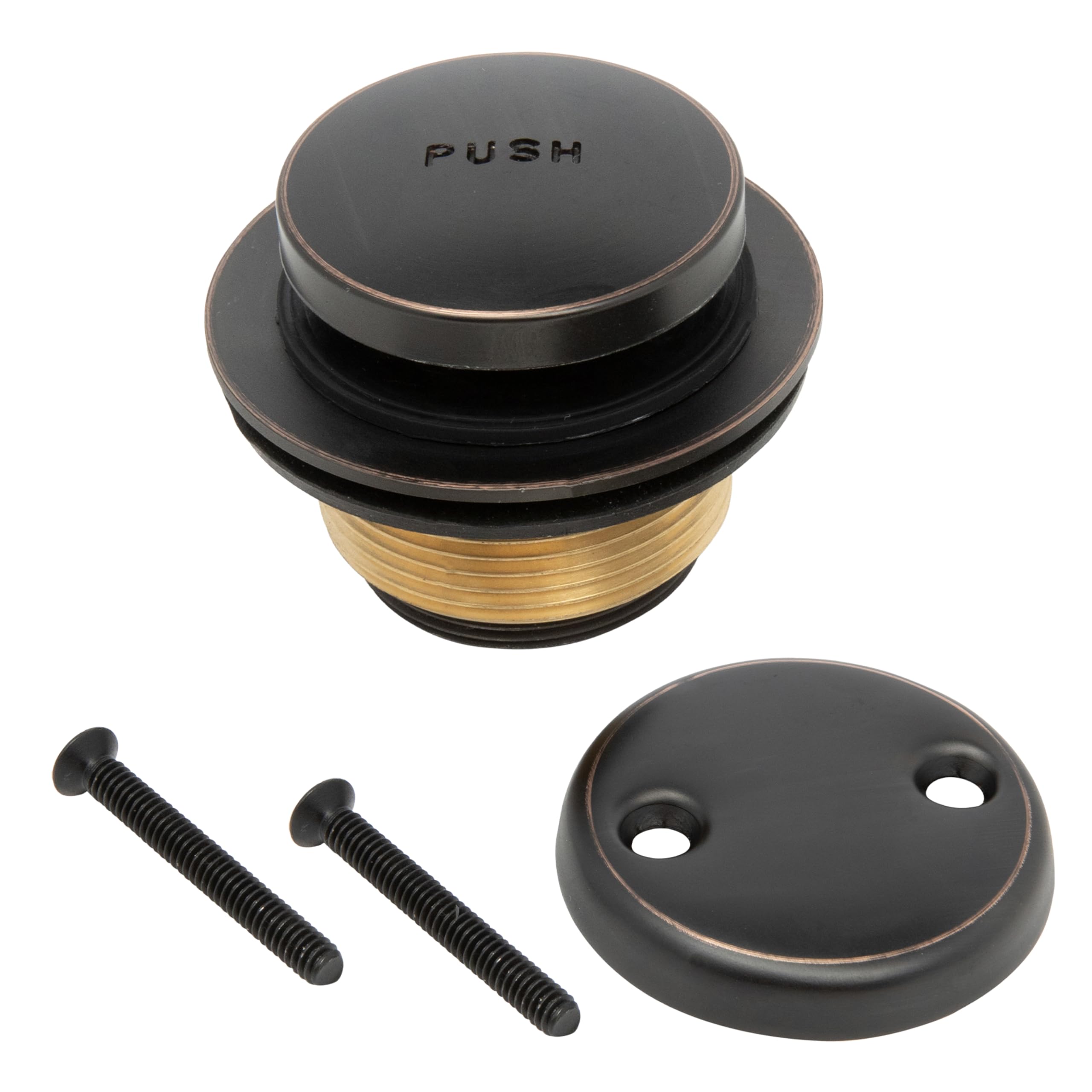Tip Toe Bathtub Tub Drain Assembly, Conversion Kit, Trim Waste and Two Hole Overflow Face Plate, All Brass Construction - Oil Rubbed Bronze