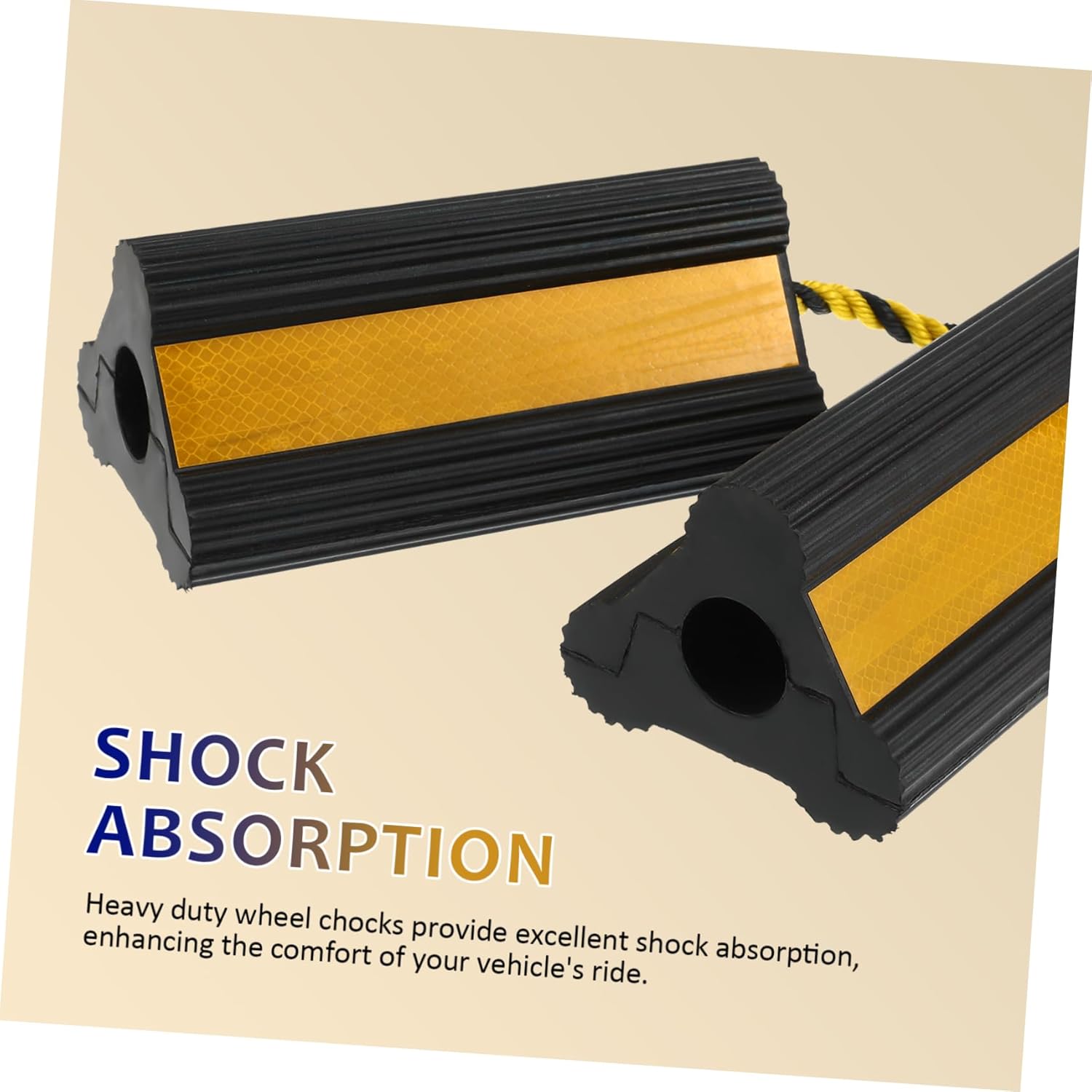 PRETYZOOM Rubber Wheel Chocks Yellow Reflective Tape Secure Trailer Blocks for Rv Motorcycles and