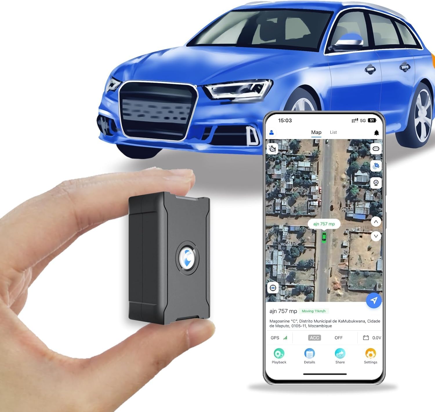 GPS Tracker for Vehicle,Power Finder Vehicle GPS Tracker,up to 30 Days Battery Life,Real Time Location Tracking, Route History, Speed Alerts, Anti-Theft Alarm & Global Coverage