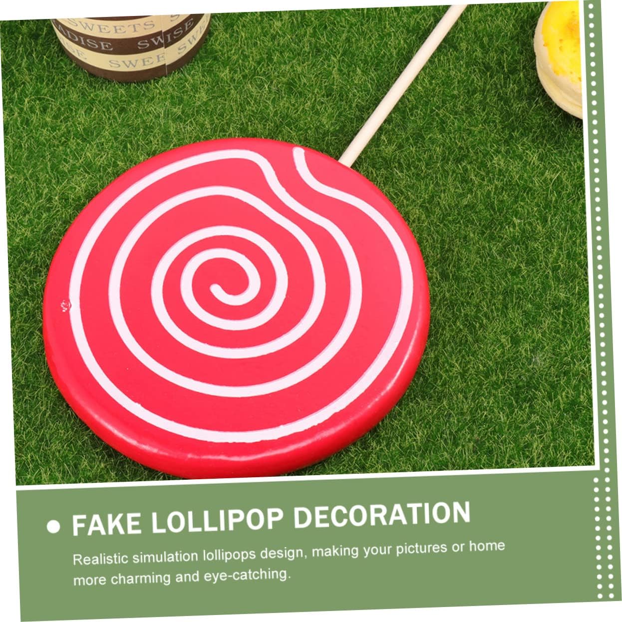2pcs Fake Lollipop Props: 13.77 X 5.51 X 0.39 Inches Lollipop Prop Candy Ornaments for Party Carnival Wedding Birthday Decor Synthetic Material Candy Decorations