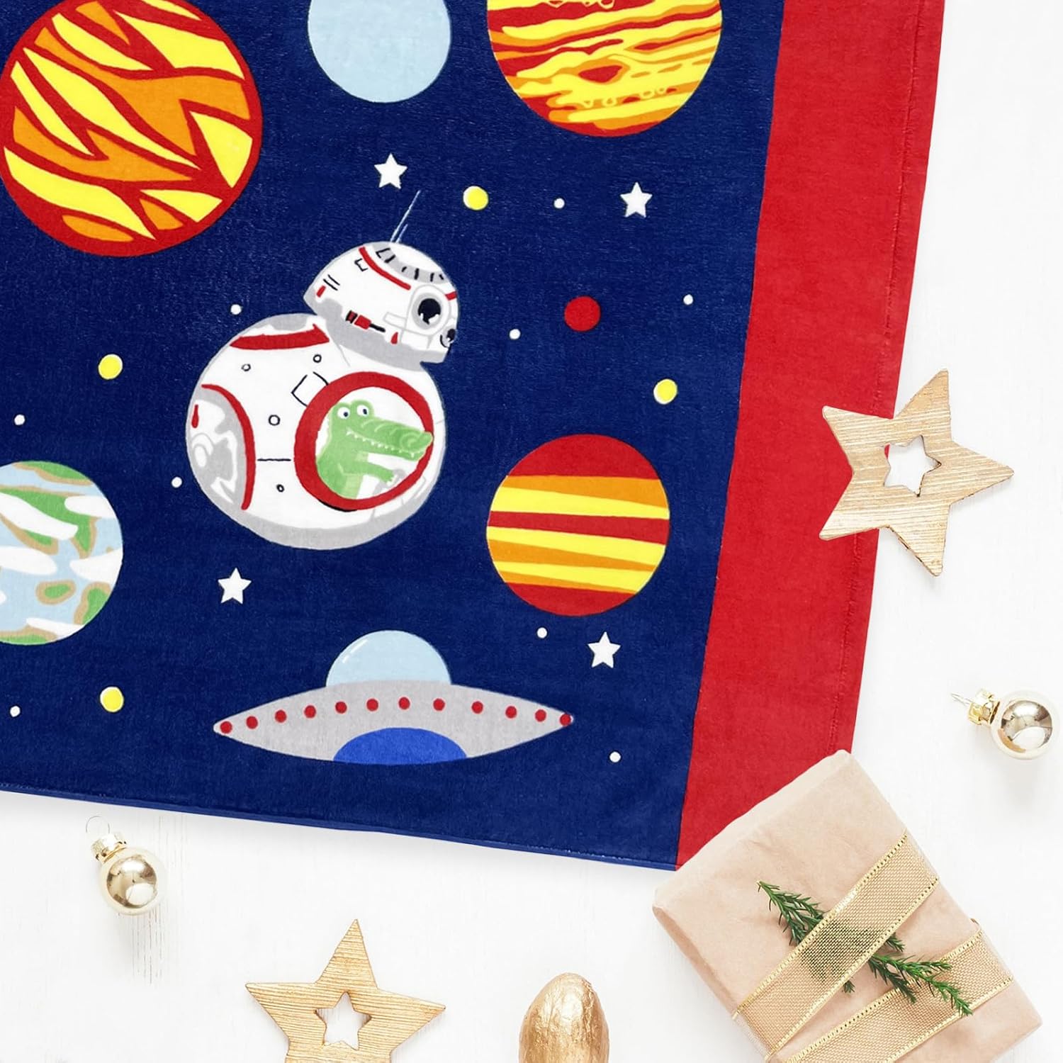 BANGSAUR Kids Hooded Beach Bath Towels, 100% Cotton 50"x30" Wrap Blanket, Toddlers Boys 3-12 Years Coverup Towel Outer Space N - Image 5