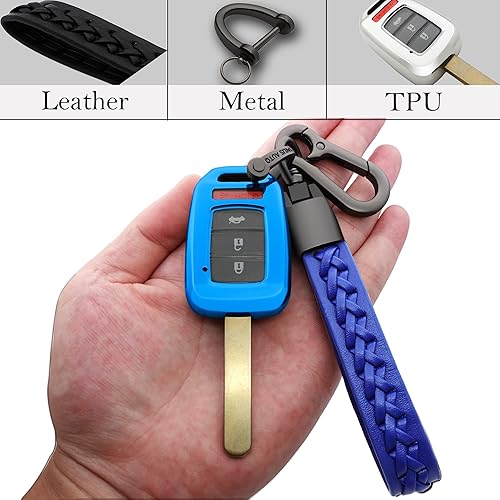 Miniatura 4 de Kirsnda Funda para llavero Honda con llavero, TPU suave para proteger la llave del automóvil, compatible con llave remota Accord Civic CR-V LX (rosa)