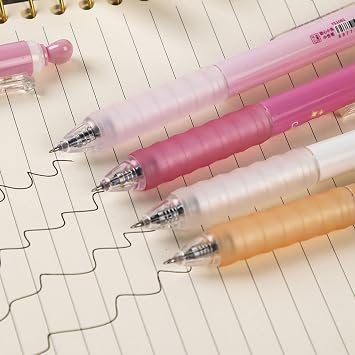 MOZXIRZ 4 Pcs Cute Retractable Pens Pink Heart Soft Grip Gel Pens Black Ink Pens 0.5mm Fine Point Smooth Writing Pens Office School Supplies Women Men (Pink)