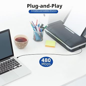 5 m Printer Cable Type A to Type B Printer Cable USB 2.0 Type B Scanner Cable Compatible with Printer or Scanner DAC Touchscreen TV with USB B Port and More