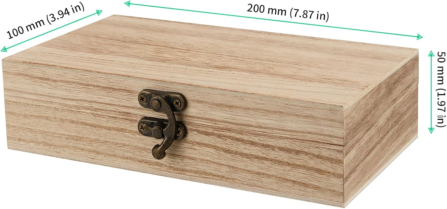 FUNSUEI 10 PCS 7.9 x 3.9 x 2 Inch Wooden Box, Unfinished Wood Box, Wooden Boxes for Crafts, Wood Boxs with Hinged Lid for Jewelry, DIY Craft, Storage, Gift