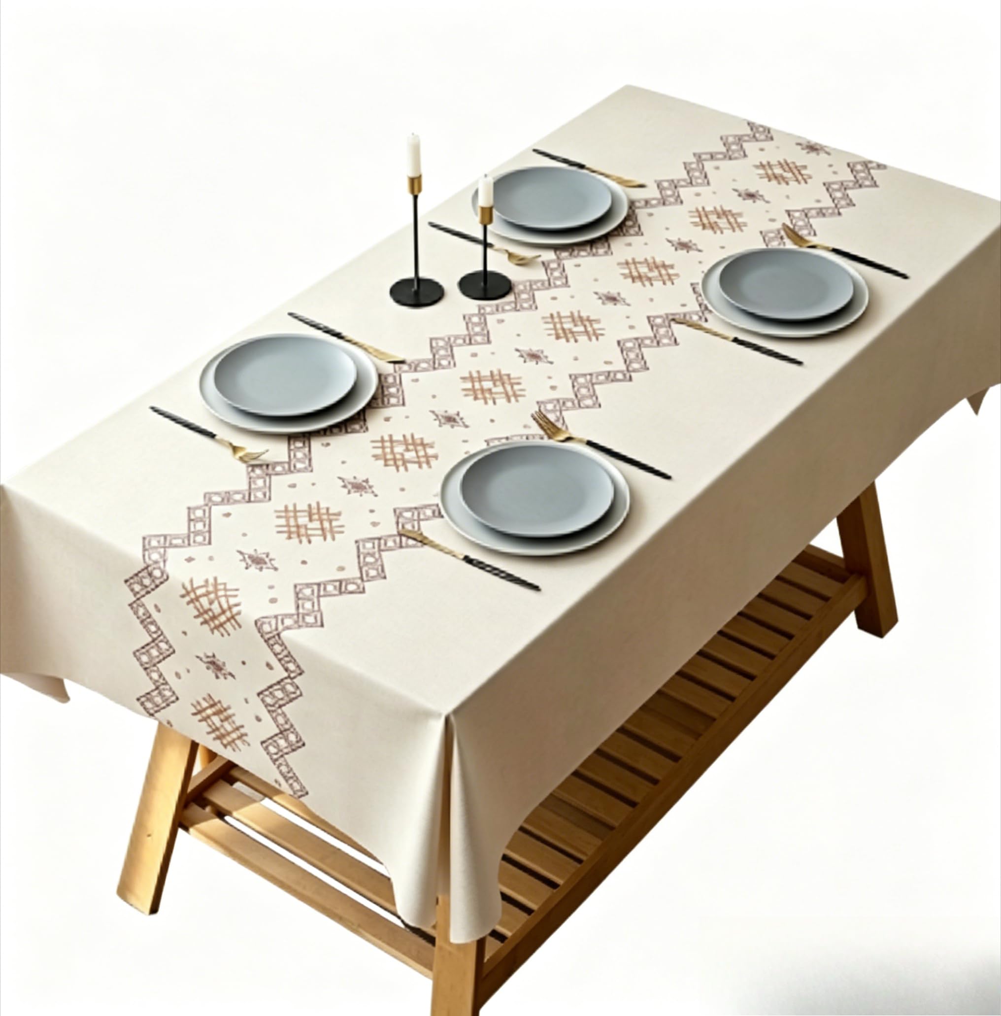 EDWNAS PVC Nordic Table Cover (Ethnic style A,120 * 180cm)