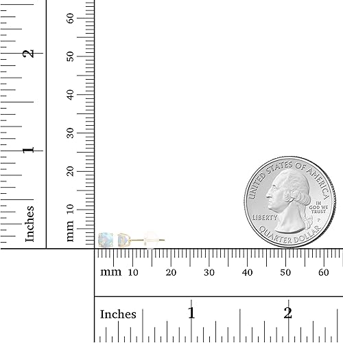 Miniatura 4 de Solid 925 Sterling Silver Gold Plated 4mm Cushion Cut Genuine Birthstone Stud Earrings For Women Natural or Created Hypoallergenic Gemstone Stud