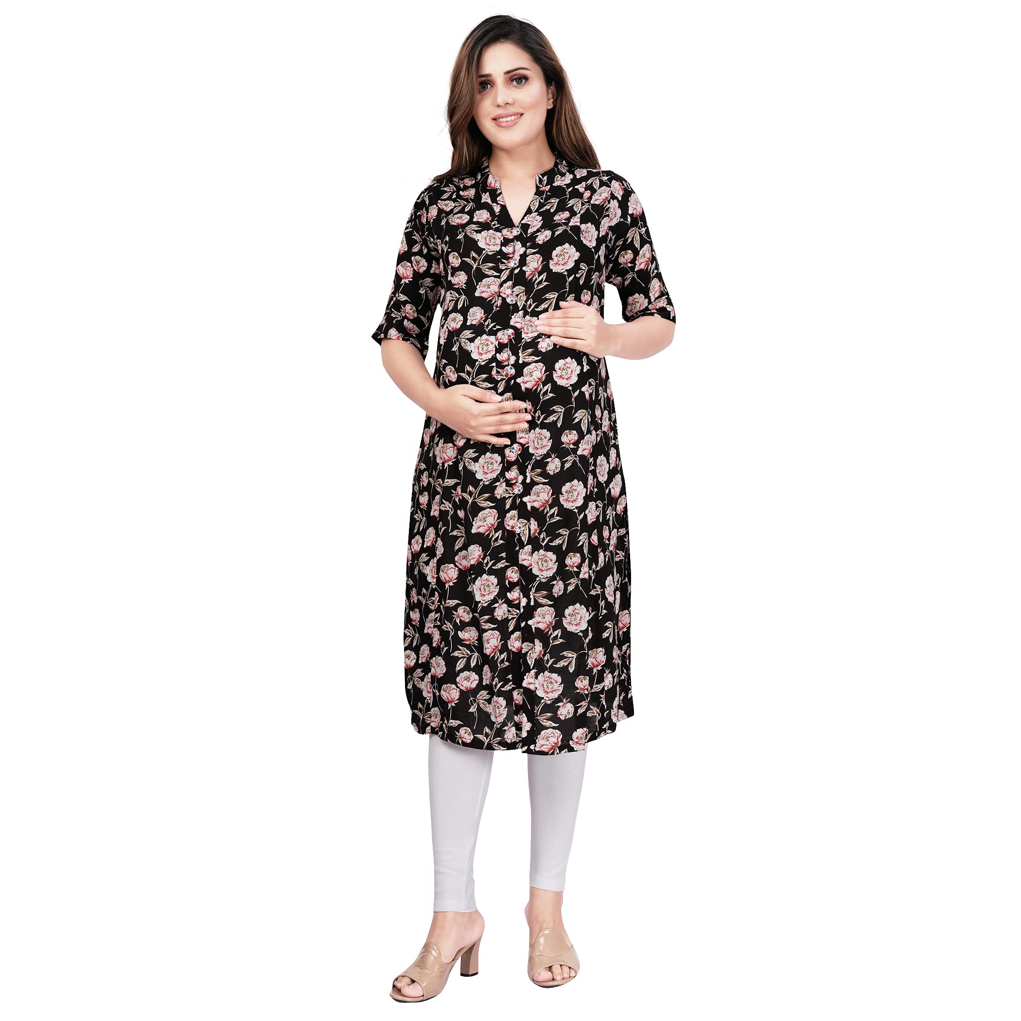 mamma's maternity Women's Knee Length Printed Maternity | Feeding | Nursing Kurti | Maternity Feeding Kurtis for Women-picture-26