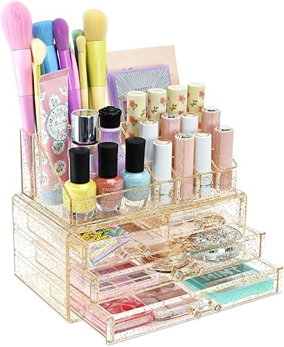 Miniatura 9 de Ikee Design Juego de dos cajas de exhibición de almacenamiento rosa para joyas y cosméticos, organizador de joyas cosméticos rosa, soporte de