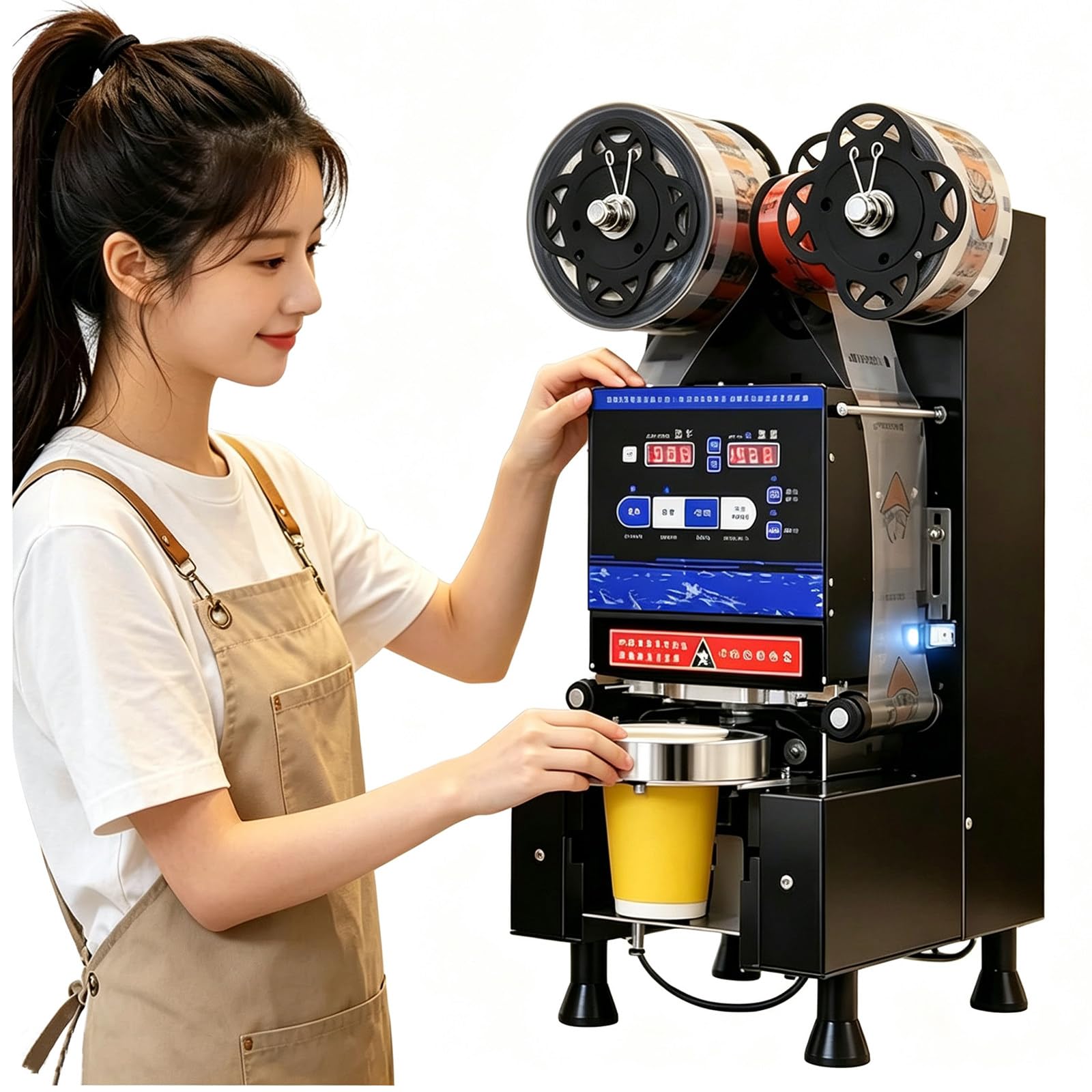 Selladora de vasos automática para evitar pérdidas de tiempo y derrames en tus pedidos