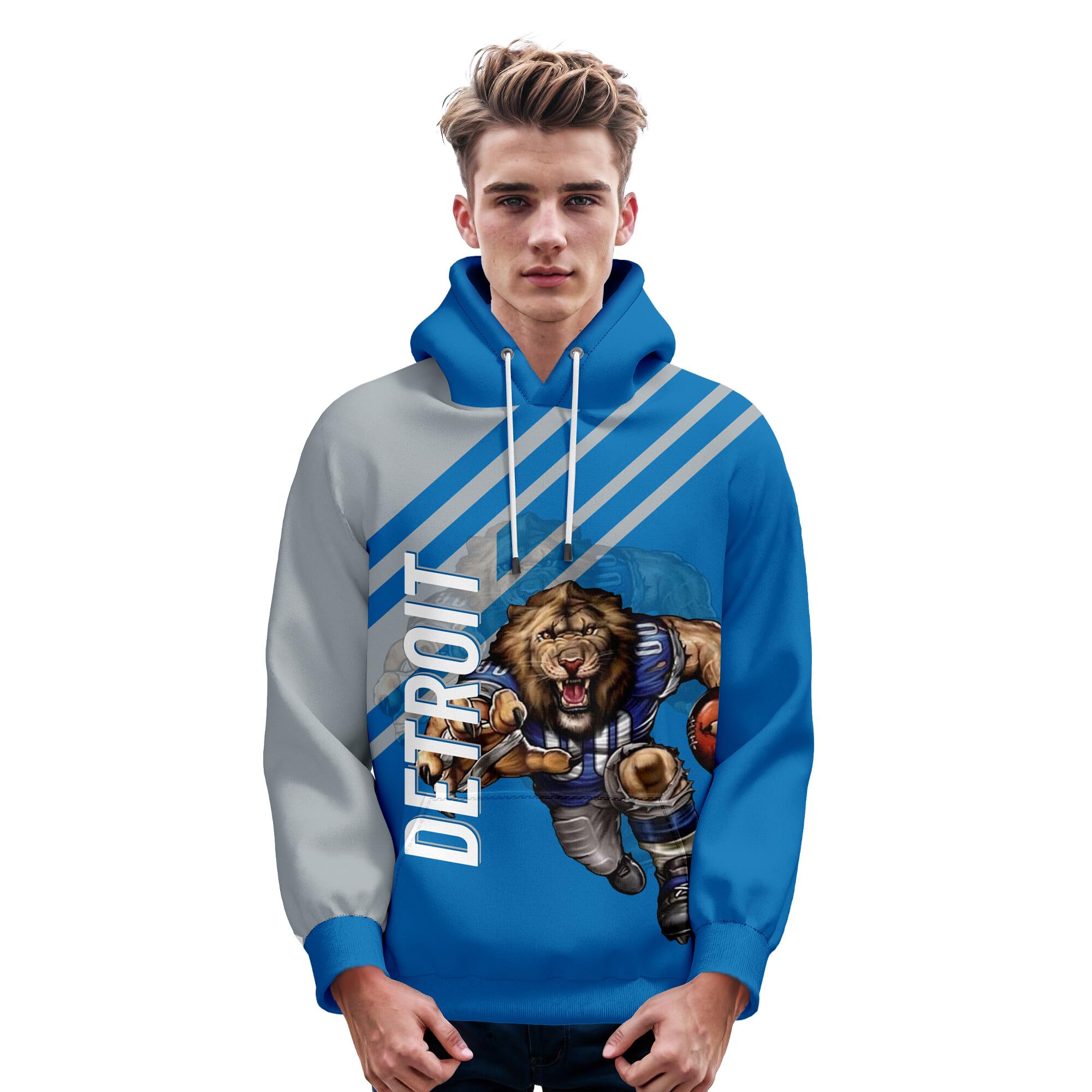 DIYBA4S Men's Football Hoodie City Mascots Hooded Sweatshirt Fashions Gifts for Fans Men XXL