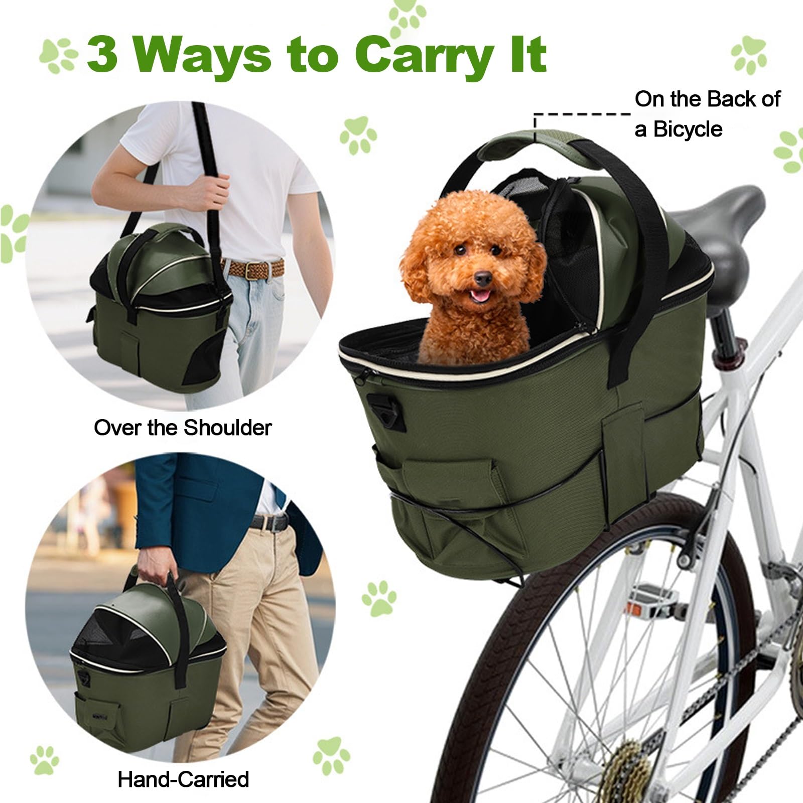 Cesta For Bicicleta For Perros,Transportador For Perros En Bicicleta Eléctrica,Cesta For Bicicletas For Adultos, Impermeable Y Ventilada,Adecuada For Mascotas Que Pesen Hasta 5 Kg (11 Lbs)