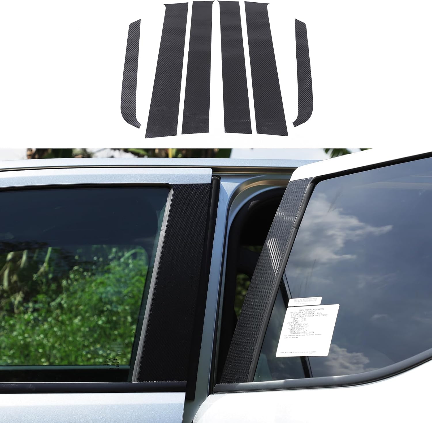 Daeiclru Car Door Window Pillar Posts Cover Trim Compatible with Toyota Tacoma 2024 2025, Side Door Window Cover Trim B C Pillar Accessories