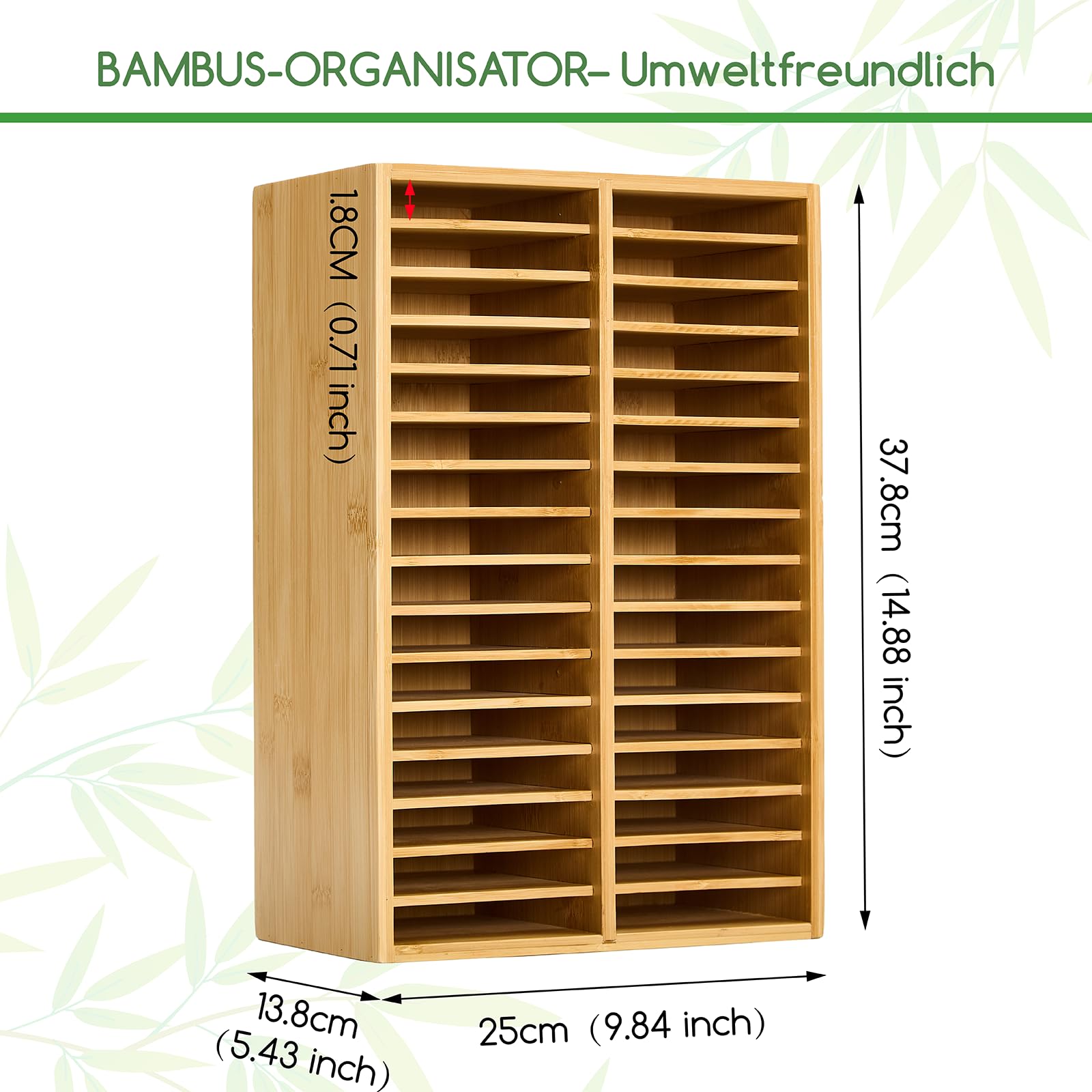 MEEDEN Bambus Marker Stifte Organizer：Stiftehalter für 224 Markerstifte/Stifte/Bleistifte, Stifte Aufbewahrungbox mit 32 Fächern für Zuhause Büro Schule