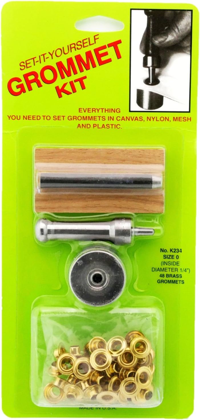 C.S. Osborne Set-It-Yourself Grommet Kit K234-0, 1/4" Hole, W/Brass Grommets