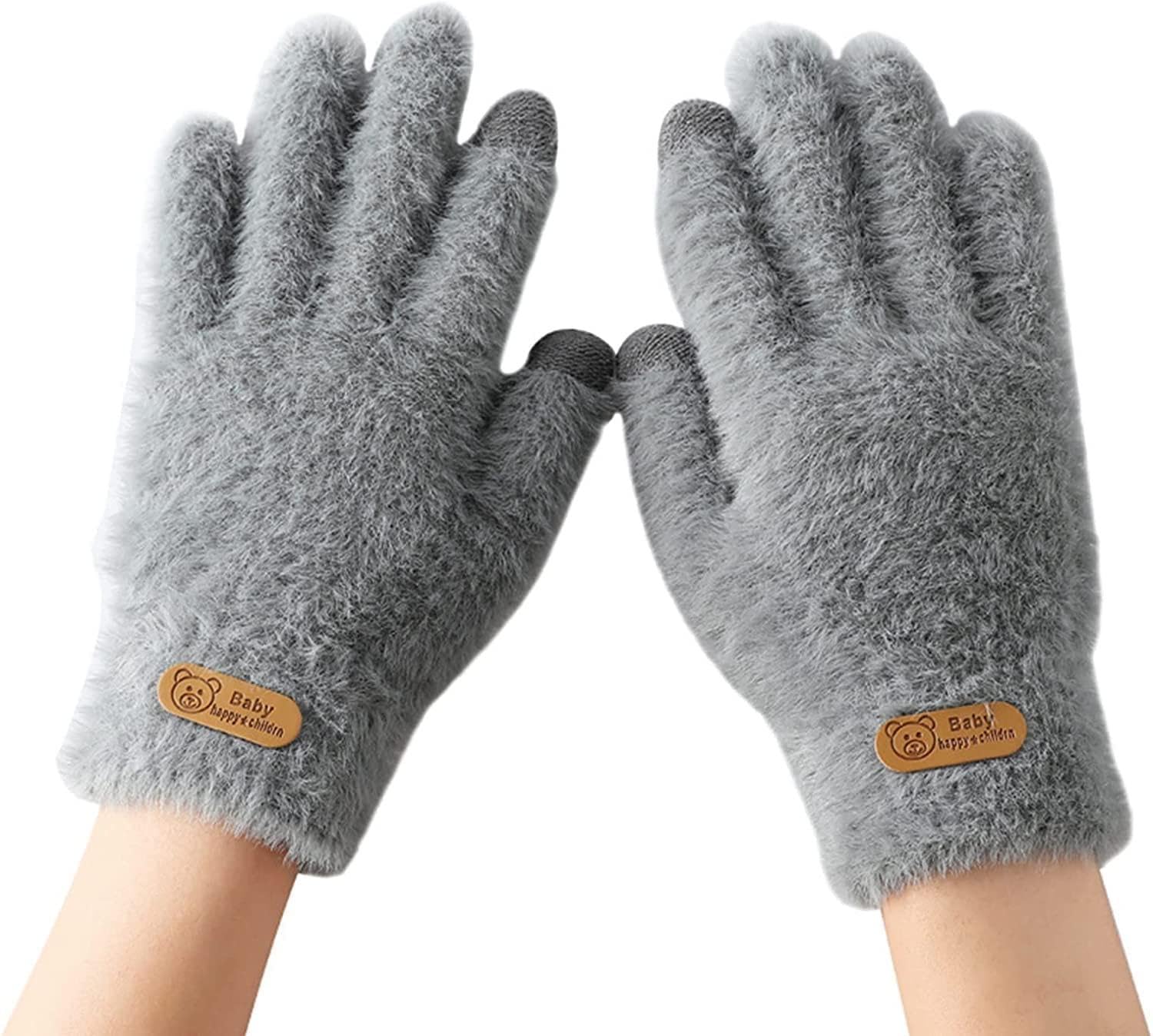 richmen Women Winter Knit Gloves Men Woolen Soft Angora Acrylic Wool Touchscreen Finger Hand Gloves | Casual Fleece Warm Winter Gloves for Girls and Boys-picture-26