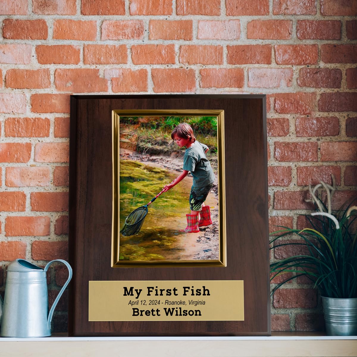 Hunting Plaque, 8x10 Inches, Personalized with Name, Date, Location and Animal Type, Gold Frame hold 4 x 6