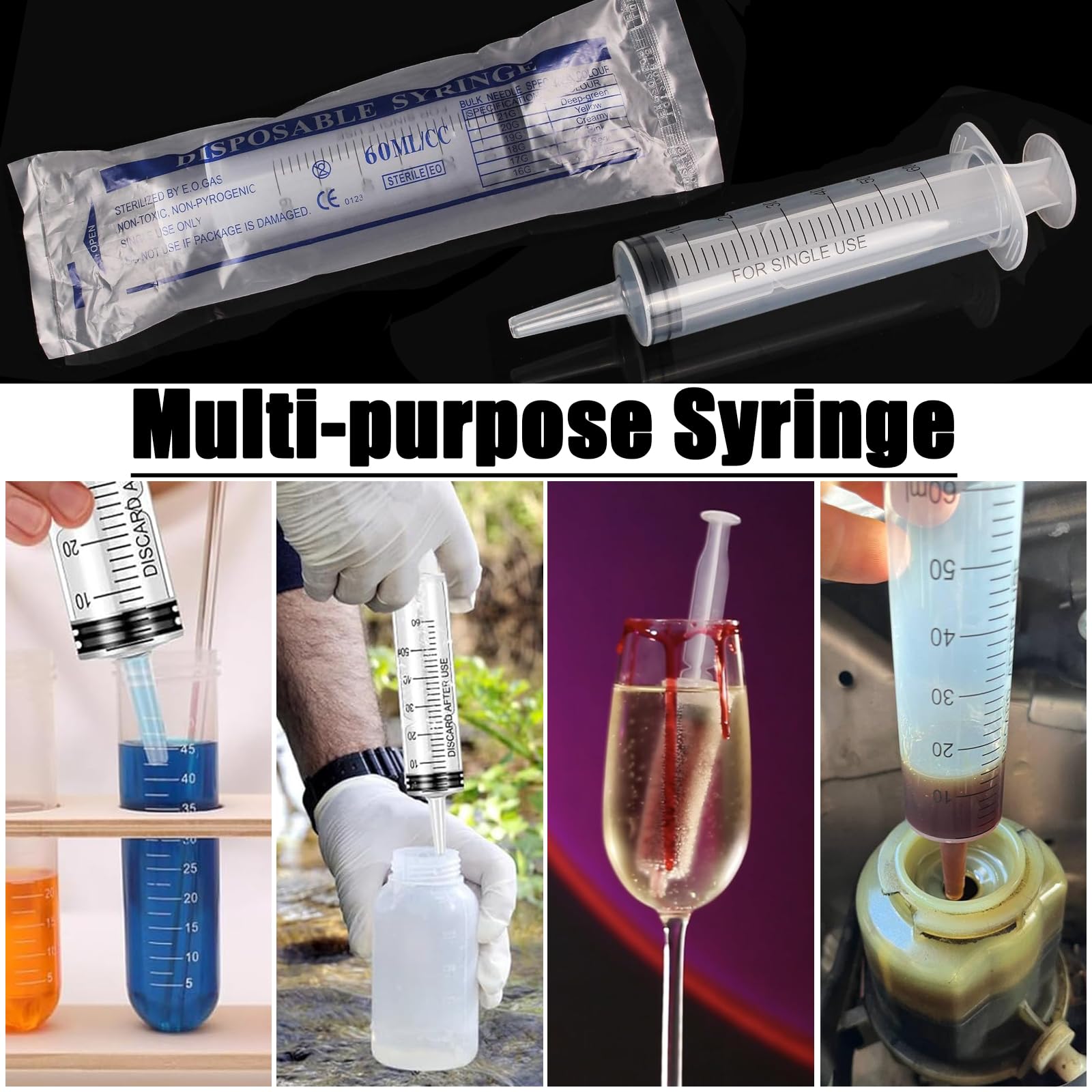HXC Siringhe Dosatrici 20 Ml – Confezione 10 Pezzi Con Tappo – Sterili In Plastica Per Oli, Cosmetici E Animali