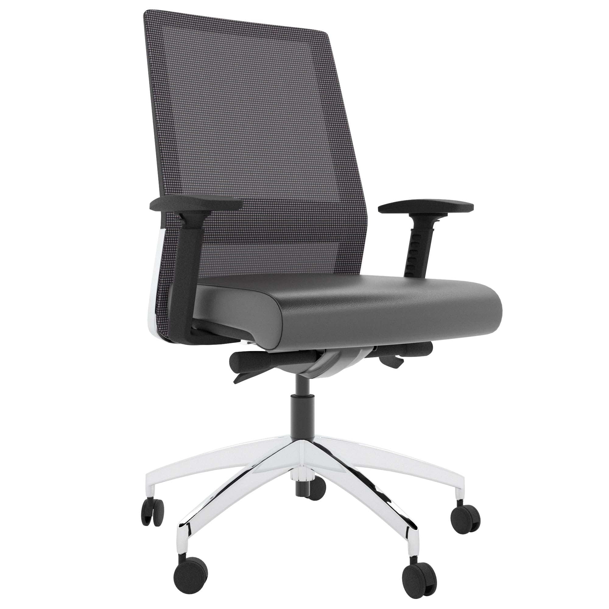 Oak Hollow FurnitureLyra Series Office Chair | Ergonomic Computer Desk Chair for Home or Office | Comfortable and Modern Swivel Chair with Mesh Back and PU Leather Seat | Charcoal Black