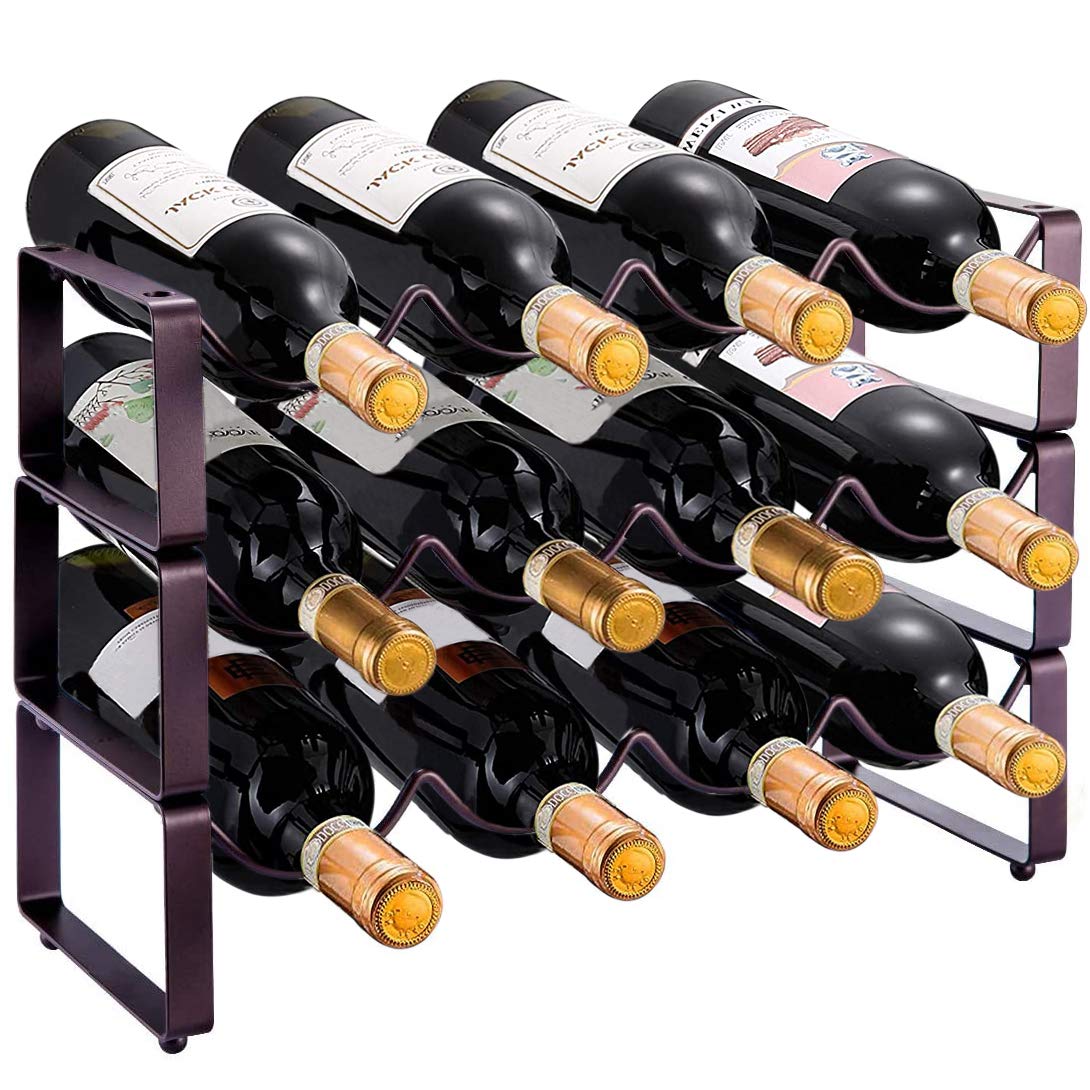 Funito Metal 3 Tier Stackable Wine Rack Holder Storage (Hold 12 Bottles)