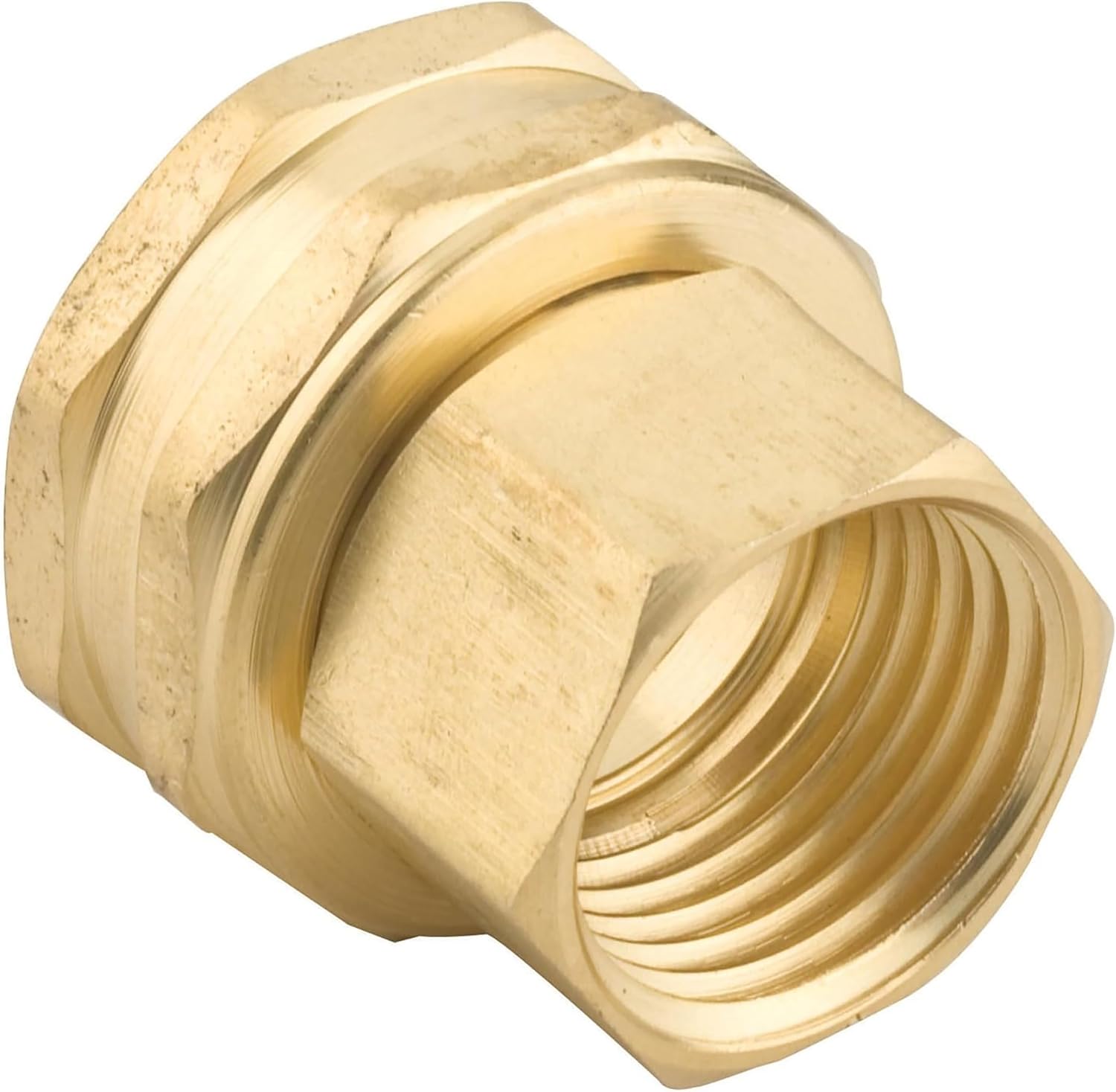 Gilmour Pro Brass Double Female Hose Connector, Swivel Hose Connector Thread Size 1/2" NPT (F) to 3/4" NH (F)