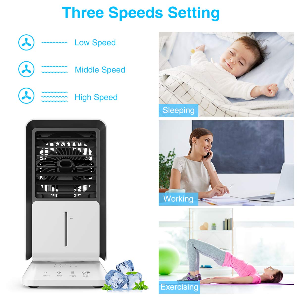 Personal Air Cooler, Infray Portable Oscillating Air Conditioner Desk