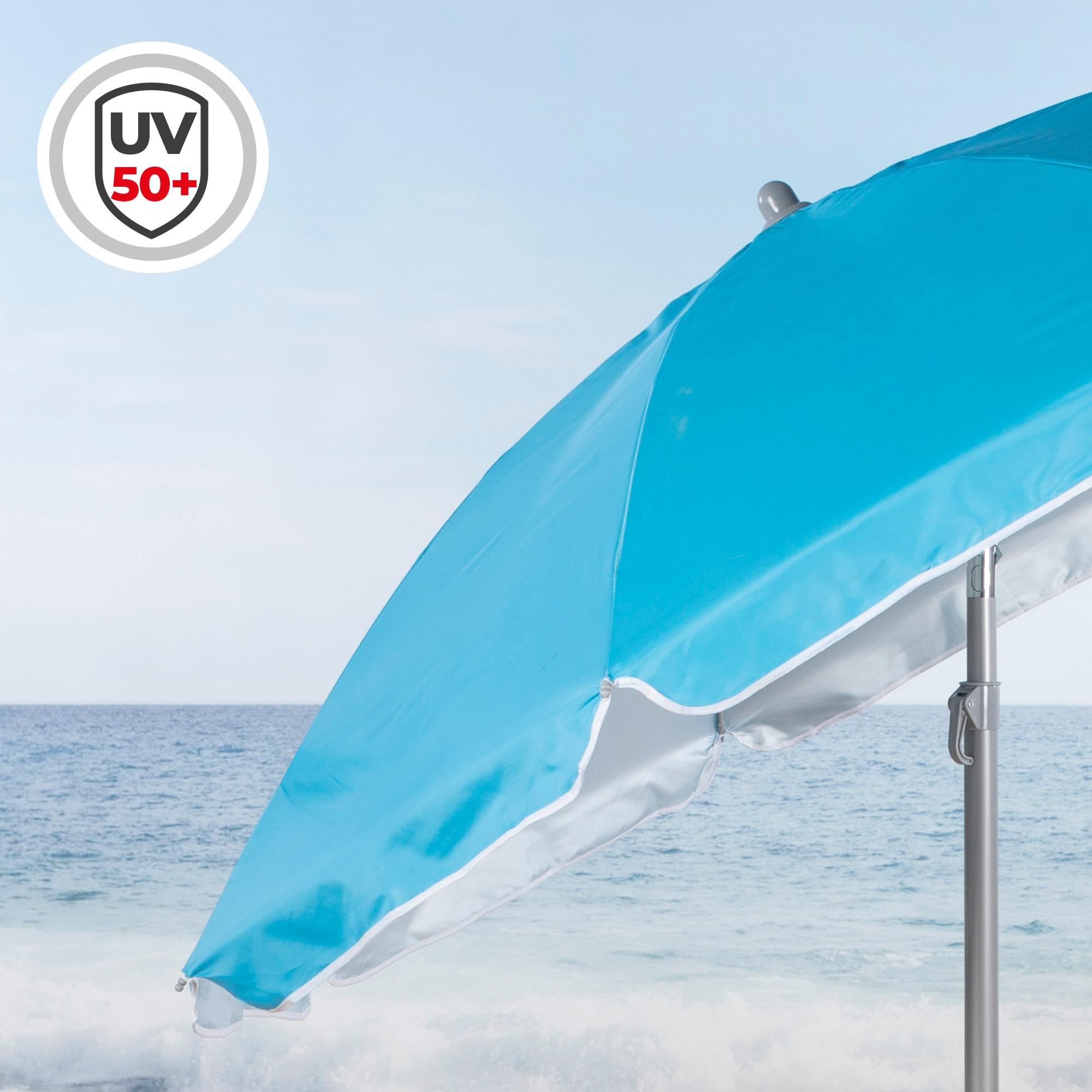 AKTIVE Parasol de plage pliable style moderne et attrayant Ø180, avec revêtement argenté et protection UV 50, paravent plage, parasol, para-soleil plage, parasols de plage