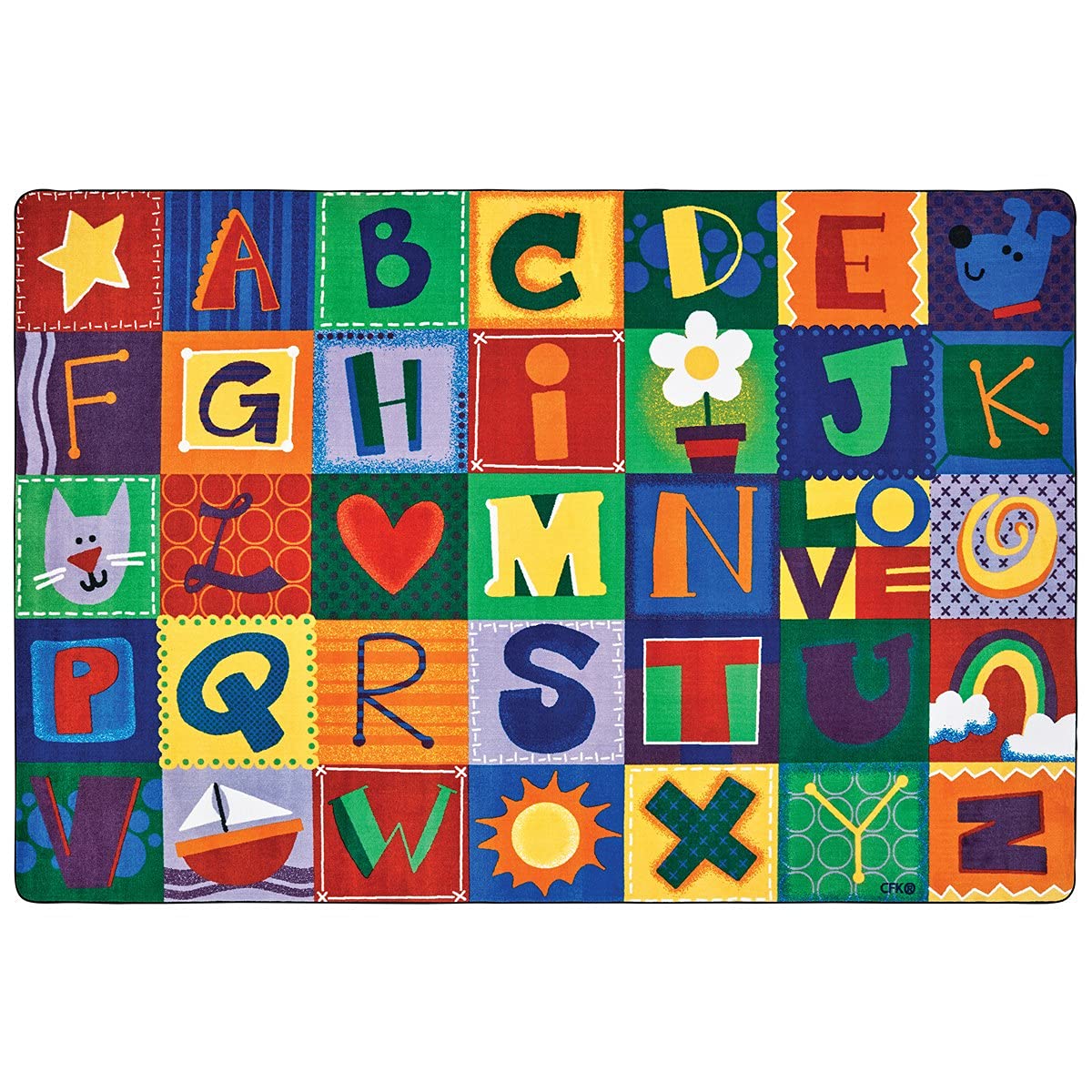 Carpets for Kids 3801 KIDSoft Toddler Alphabet Blocks Nursery Rug 4ft x 6ft Rectangle Multi Color