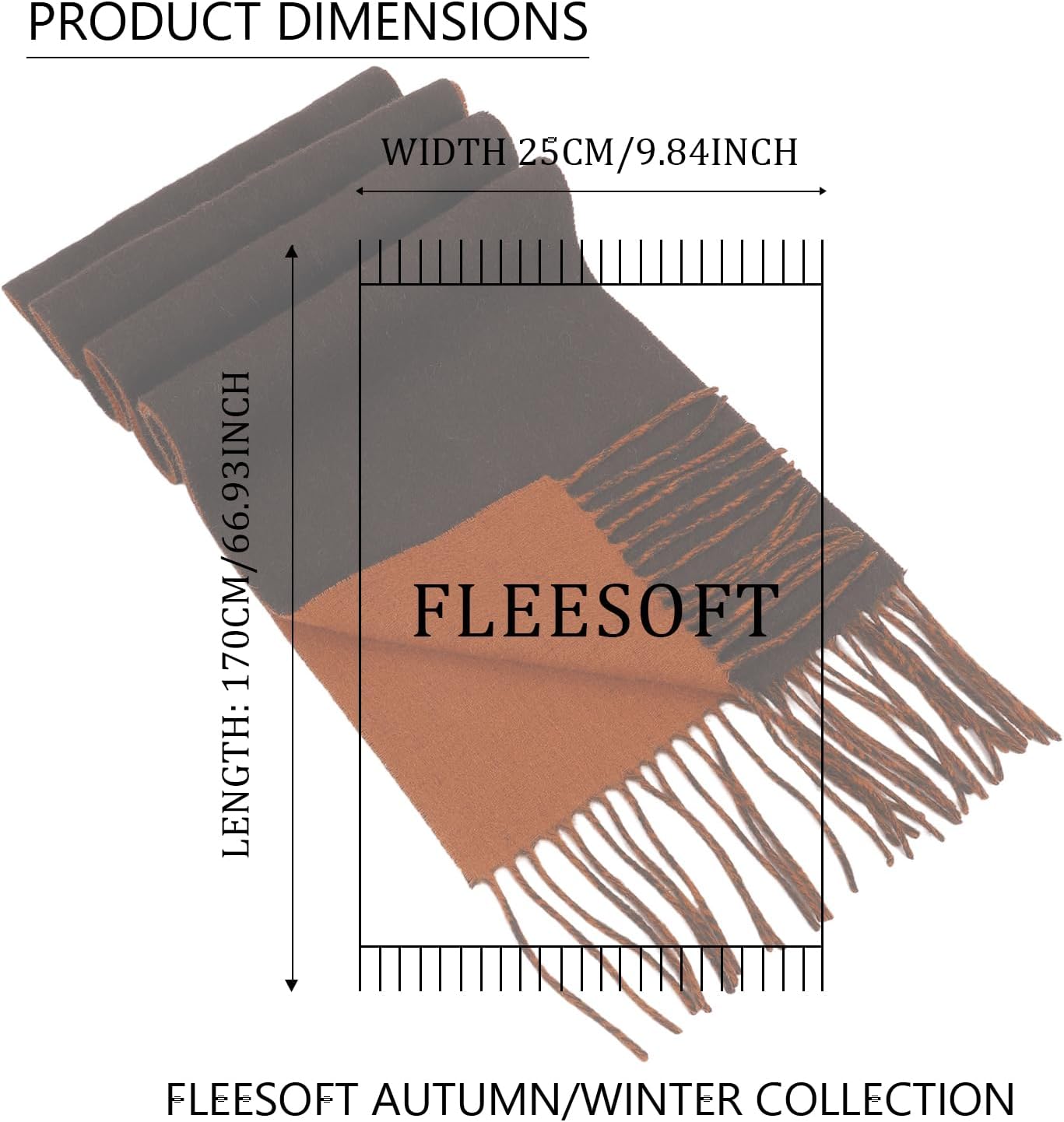 Merino Wool Scarf for Men & Women | 100% Pure Wool Solid Color | Double-Sided Reversible Design