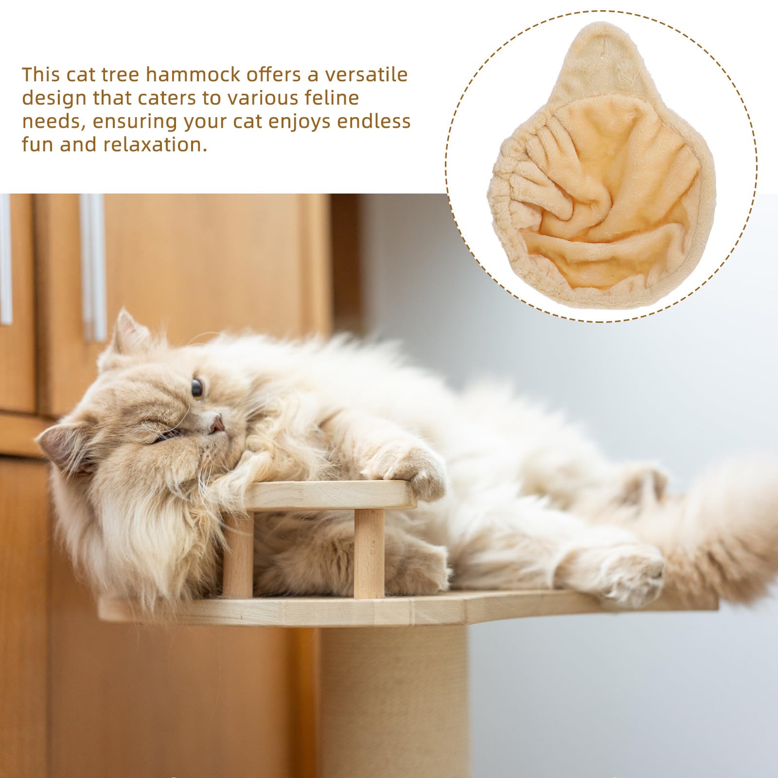 Hamac pour Chat en Peluche Doux Beige, Lit Suspendu à Fenêtre, Nid Douillet Intérieur pour Chat Adulte, Meuble de Repos et Aire de Jeux