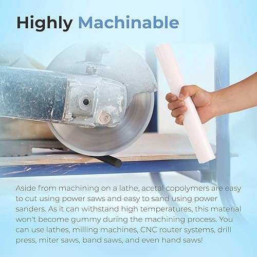 Miniatura 16 de Paquete de 2 varillas redondas de copolímero de acetal, tolerancia estándar de 2 pulgadas de diámetro y 12 pulgadas de longitud, varillas de Negro