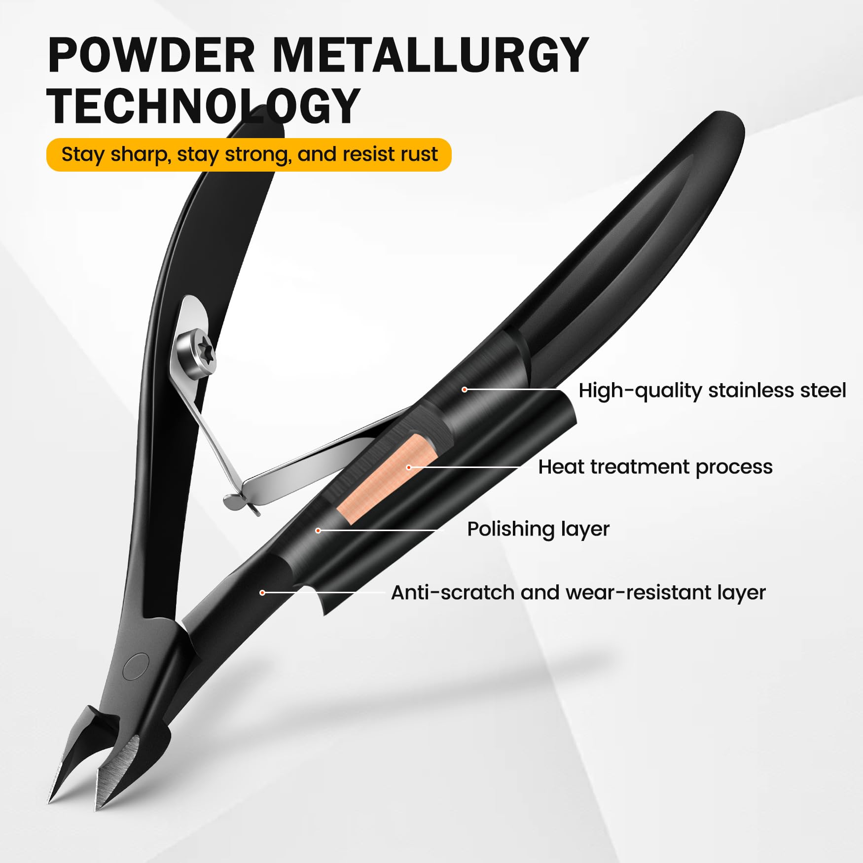BEZOX Cortador de cutículas fino de 1/2 mordaza (4 mm) – Alicates profesionales de acero inoxidable para cutículas de manicura y pies, pinza para cutículas con mango antideslizante