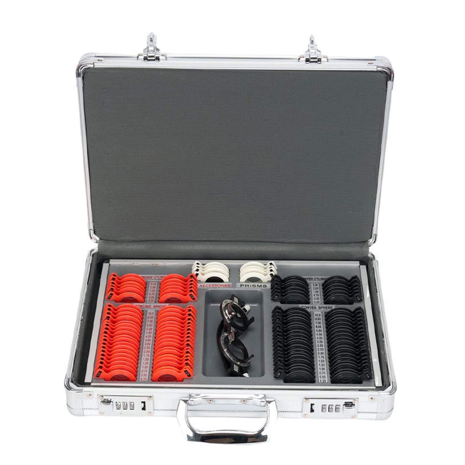 104Pcs Optometry Trial Lens Set with Aluminum Case,with Measuring Glasses Testing Frame,High Transmittance Optical Trial Lens Set,Optometry Box Equipment,for Various Small,Medium-Sized Optical Shops