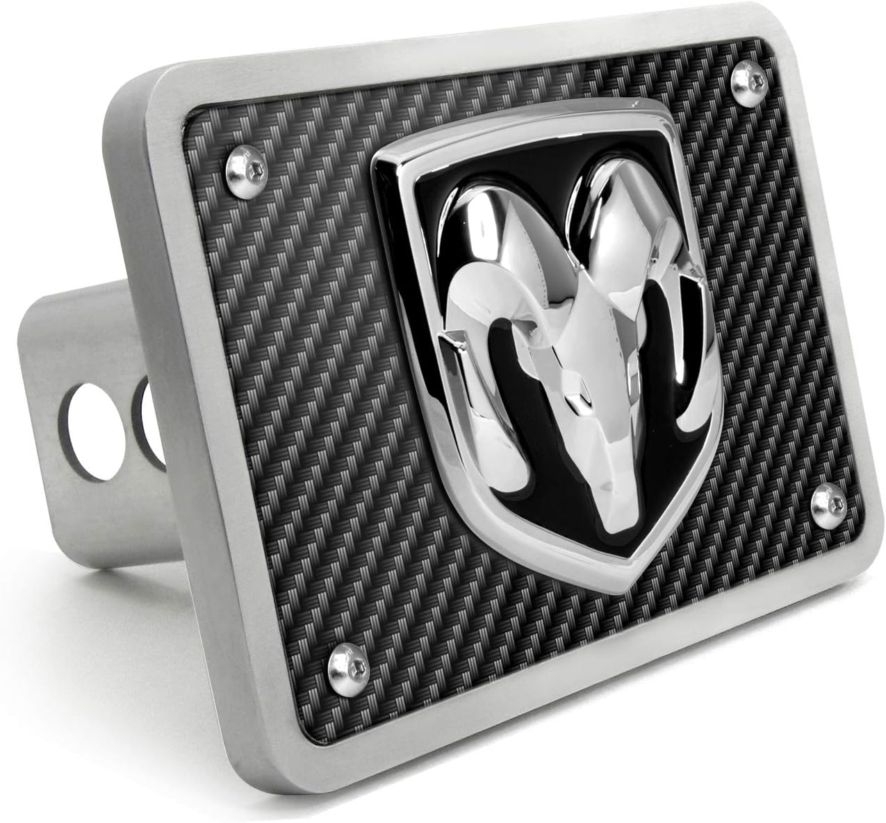 iPick Image for RAM 3D Logo Billet Aluminum 2x2 inch Tow Hitch Cover RAM1500 RAM2500 (Carbon Fiber)